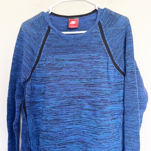 NIKE Blue Purple Long Sleeve Tech Knit Stretch Athetic Walk run top women size M - Picture 5 of 11